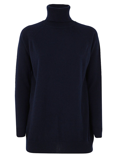 Drumohr Oversized Turtle Neck Side Splits Detail In Blue