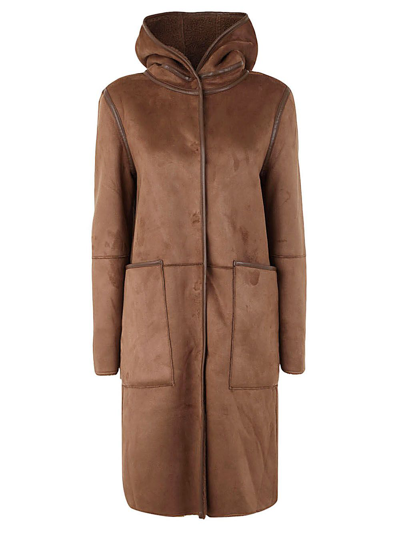 Il Gufo Eco Shearling With Hood In Brown