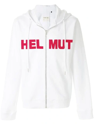 Helmut Lang Logo-print Hooded Jersey Sweatshirt In White