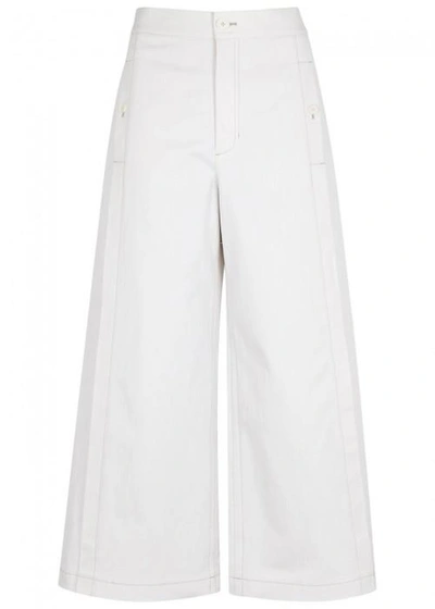 Helmut Lang Off White Wide-leg Cotton Cullotes
