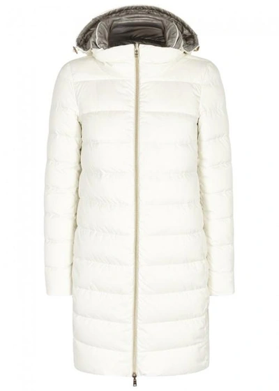 Herno White Reversible Quilted Shell Coat In White And Grey