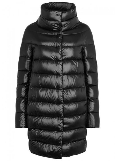 Herno Black Quilted Shell Coat