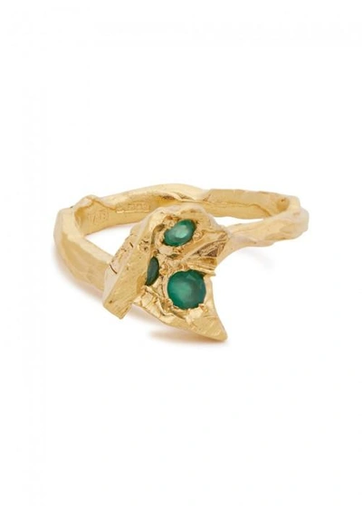 Imogen Belfield Emerald Embellished 18ct Gold-plated Ring