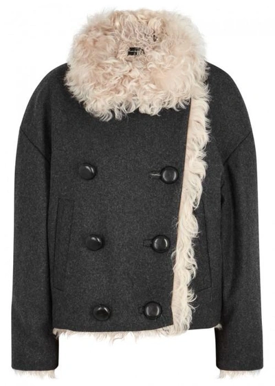 Isabel Marant Belia Charcoal Shearling Jacket In Anthracite