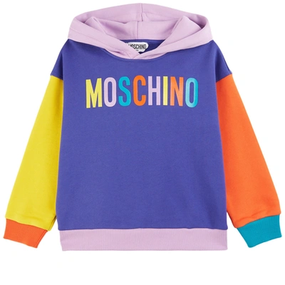 Moschino Kid-teen Branded Color-blocked Hoodie Ultra Violet In Purple