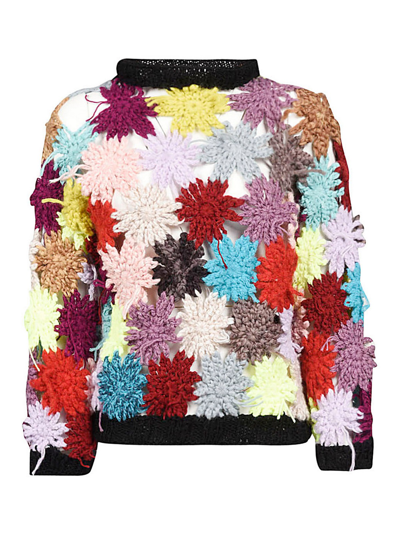 Cavia Hand Made Crochet Flowers Sweater In Multicolor
