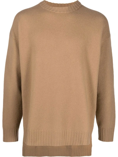 Jil Sander Camel-coloured Wool Crew Neck Sweater In Beige