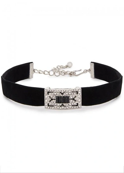 Kenneth Jay Lane Swarovski Crystal-embellished Silver Tone Choker In Black