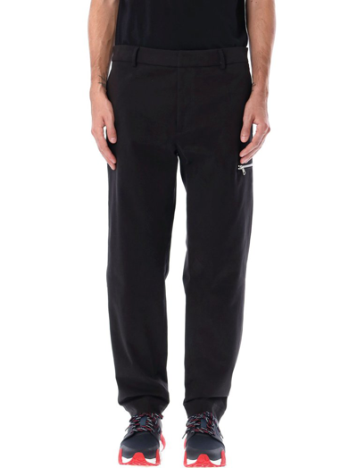 Moncler Cotton Twill Straight Pants In Black