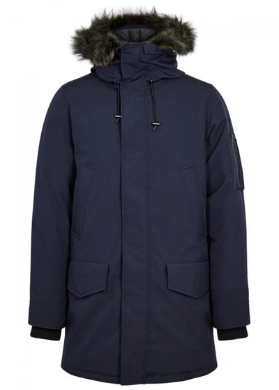 Kenzo Navy Fur-trimmed Shell Parka