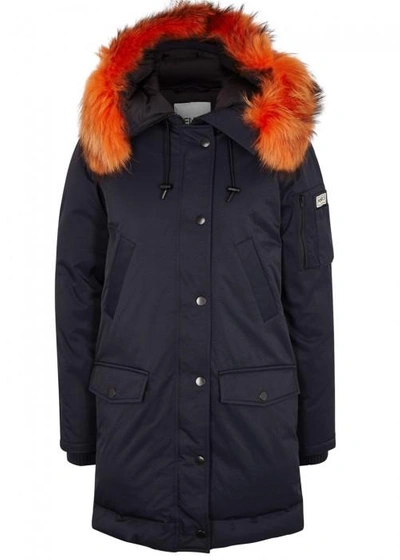 Kenzo Blue Fur-trimmed Shell Parka