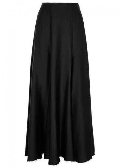 Khaite Clemence Flared Satin Maxi Skirt In Black