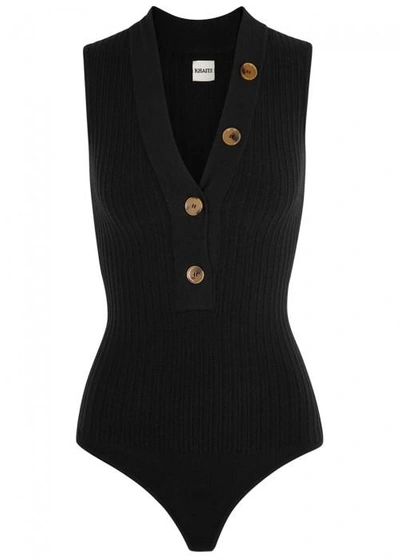 Khaite Mathilde Black Stretch Wool Bodysuit