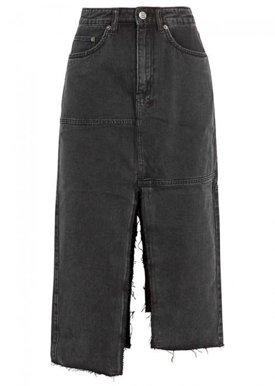 Ksubi Pop Black Denim Midi Skirt In Nearly Black