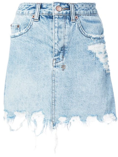 Ksubi Mini Moss Denim Skirt In Blue