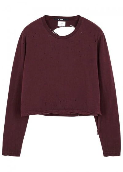 Ksubi The Wreck Distressed Cotton Top In Burgundy