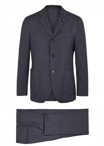 Lardini Indigo Herringbone Suit