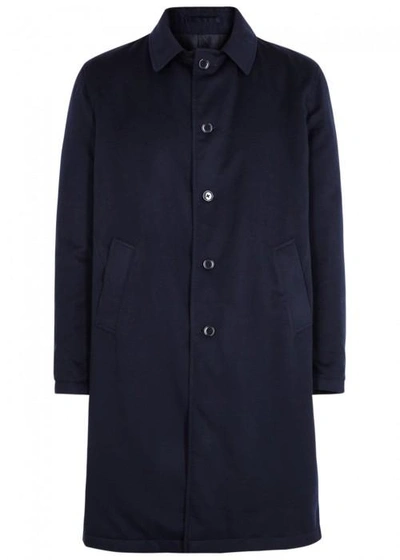 Lardini Navy Reversible Wool Coat