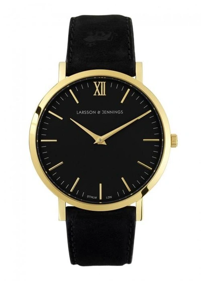 Larsson & Jennings Läder Gold-plated Watch In Black