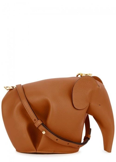 Loewe Elephant Brown Leather Cross-body Bag In Tan