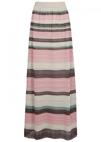 M Missoni Striped Metallic-knit Maxi Skirt In Multicoloured