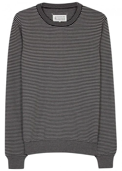 Maison Margiela Striped Wool Blend Jumper In Black And White