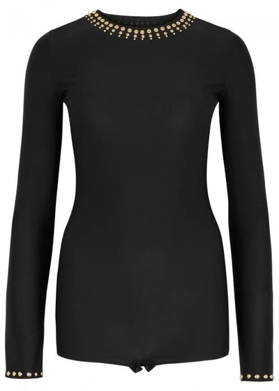 Maison Margiela Black Stud-embellished Jersey Bodysuit