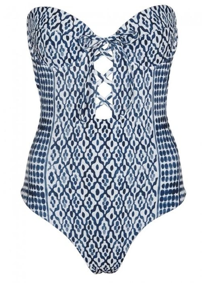 Mara Hoffman Blue Printed Swimsuit In Blue And White