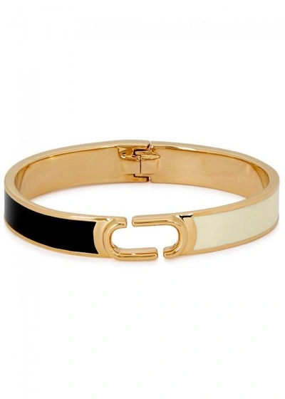 Marc Jacobs Icon Gold Tone Cuff In Black And White