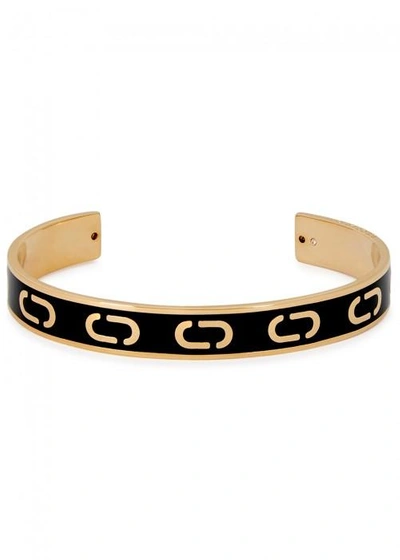 Marc Jacobs Icon Logo Gold Tone Cuff In Black