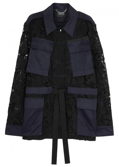 Markus Lupfer Navy Guipure Lace And Cotton Parka