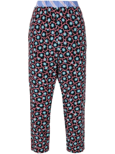 Marni Cropped Floral Print Trousers In Multicoloured