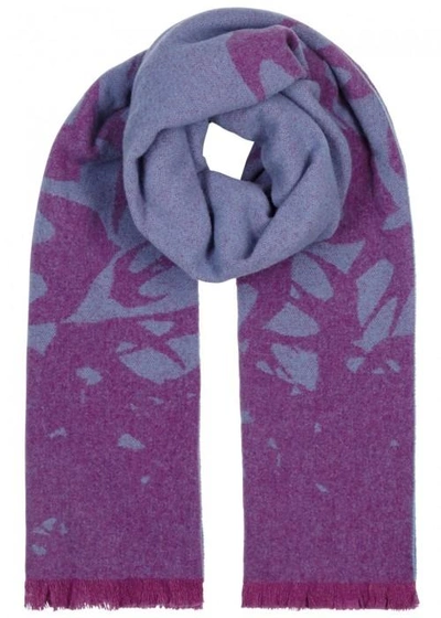 Mcq By Alexander Mcqueen Swallow-jacquard Wool Blend Scarf In Blue