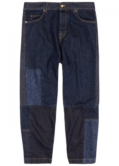 Mcq By Alexander Mcqueen Patchwork Cropped Jeans In Indigo