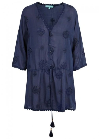 Melissa Odabash Louise Navy Embroidered Voile Dress