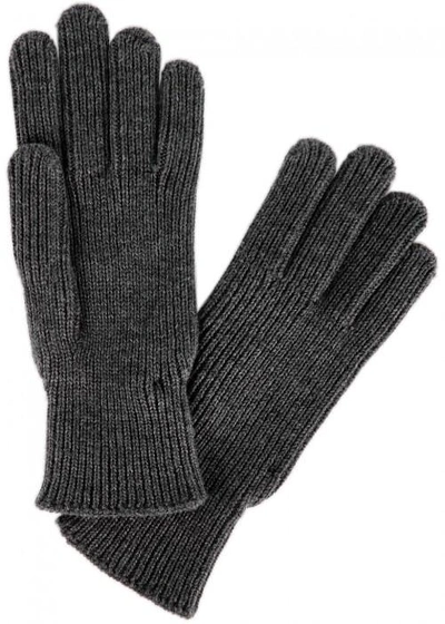 Moncler Grey Ribbed Wool Gloves