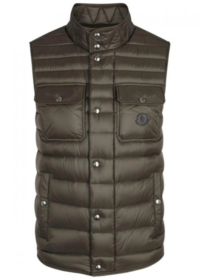 Moncler Ever Olive Quilted Shell Gilet In Khaki