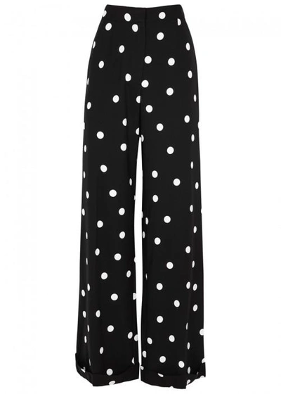 Monse Polka Dot-print Wide-leg Silk Blend Trousers In Black And White