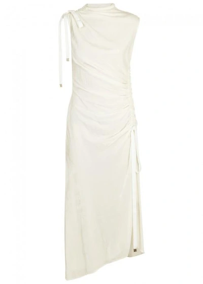 Monse Ivory Ruched Velvet Dress In White