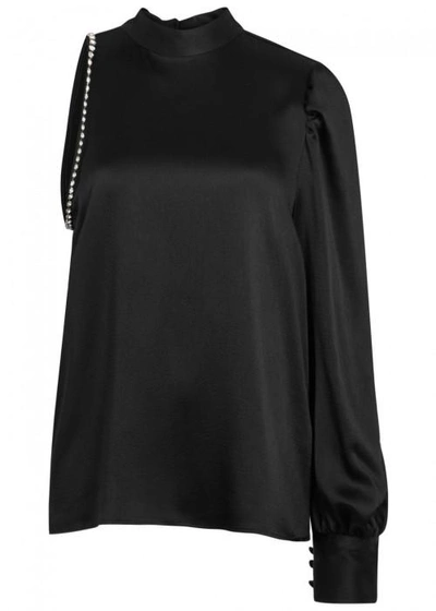 Msgm Black Embellished One-shoulder Blouse