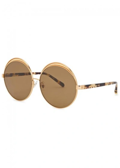 N°21 S4 Round-frame Gold-plated Sunglasses In Brown