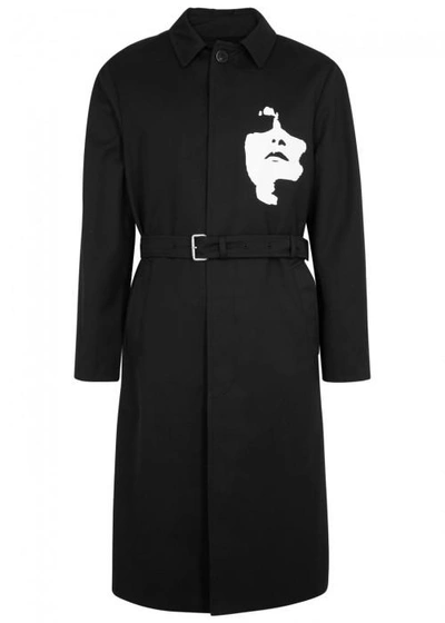 Neil Barrett Black Face-print Shell Coat