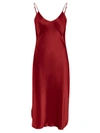 Nili Lotan V-neck Raw-hem Silk-satin Dress In Dark Red