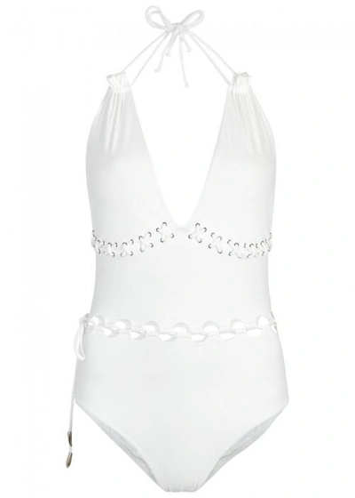 On The Island White Cut-out Halterneck Swimsuit