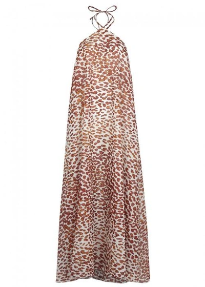 On The Island Leopard-print Cotton Voile Maxi Dress In Red