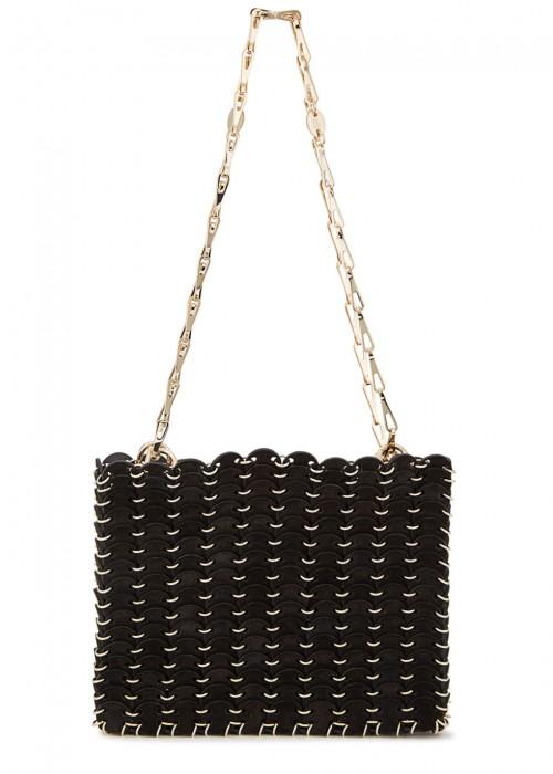 Paco Rabanne Suede And Chain Iconic Shoulder Bag In Black | ModeSens