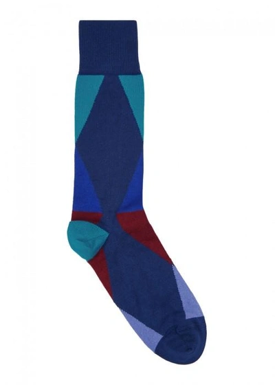 Paul Smith Cotton Blend Socks In Blue