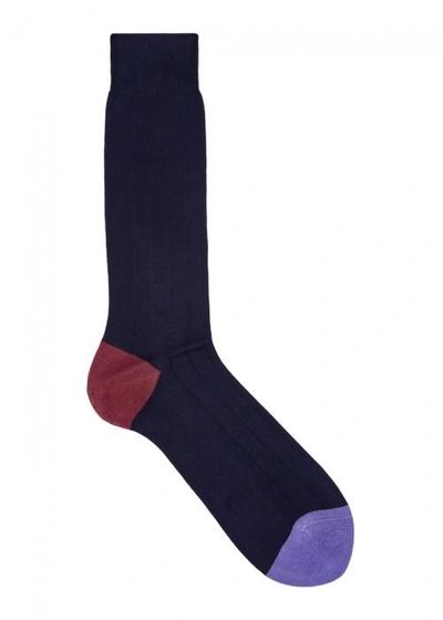 Paul Smith Navy Cotton Blend Socks In Blue