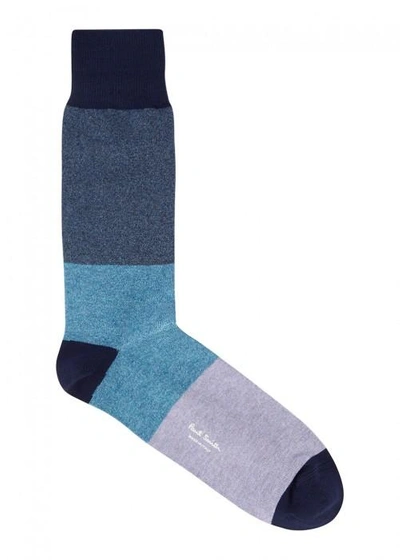 Paul Smith Colour-block Cotton Blend Socks In Blue
