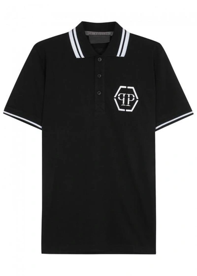 Philipp Plein Tachi Skull-print Piqué Cotton Polo Shirt In Black